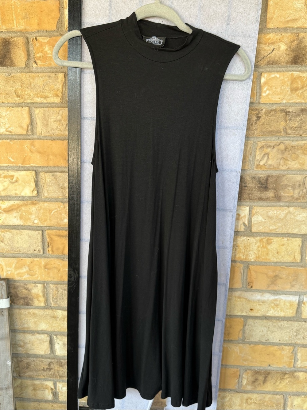 Angie Sz L Black Knit Swing Dress with High Neck Contemporary Boho Trend Focus